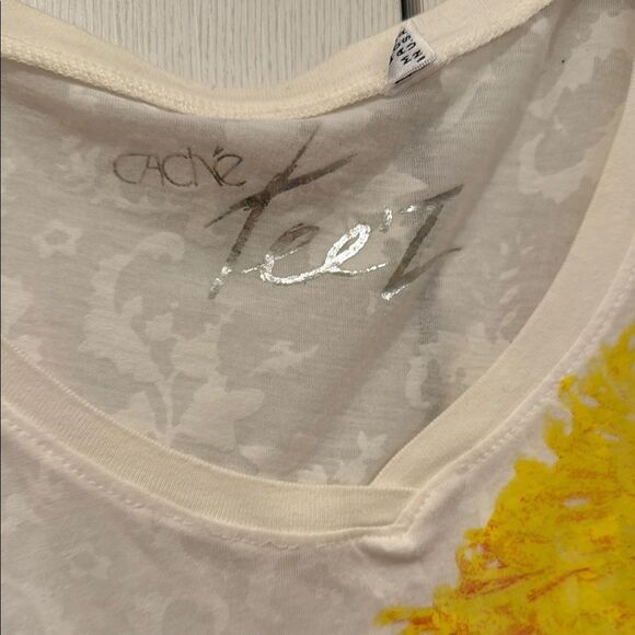 Floral Lace Women's Top - White and Yellow - Picture 4 of 5